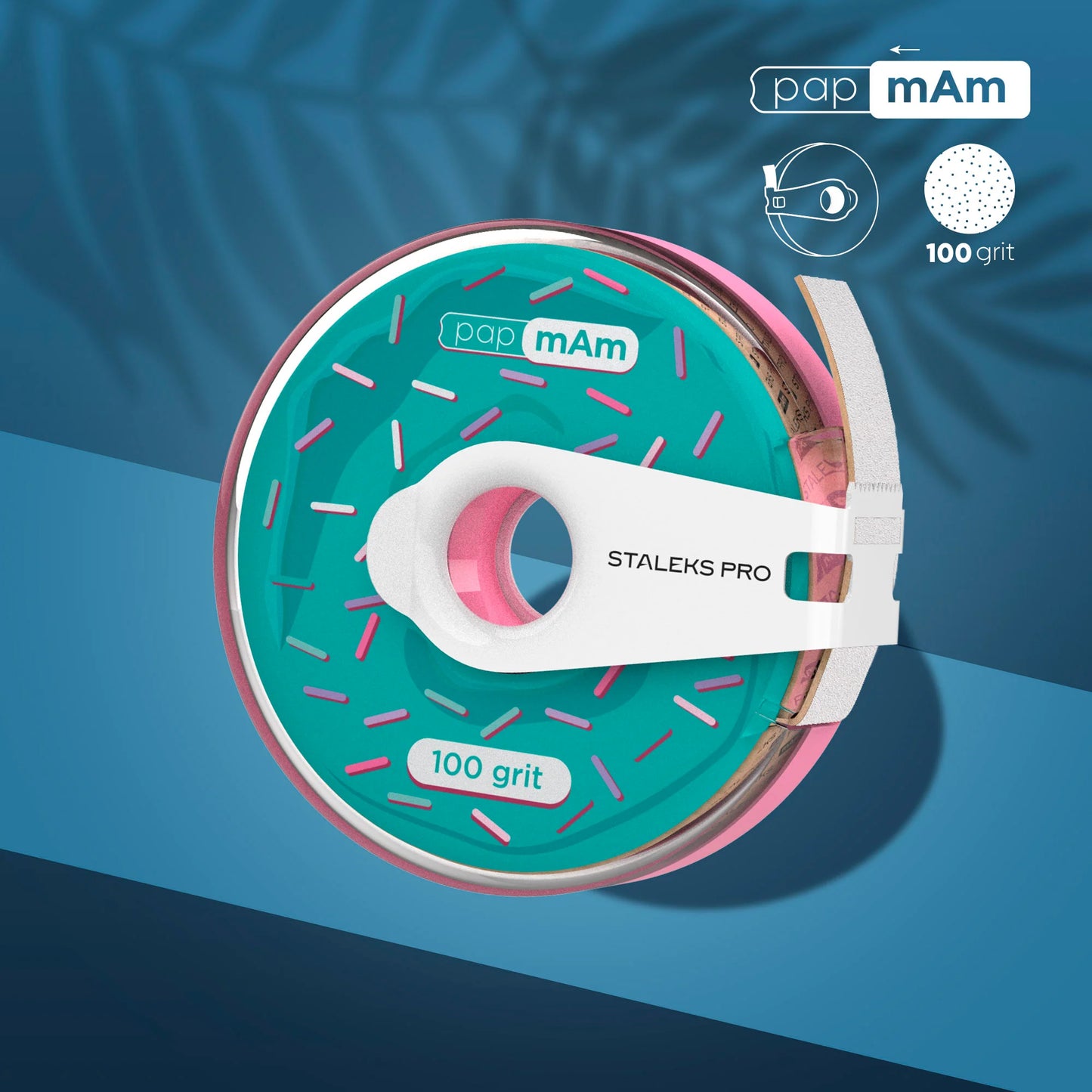 Disposable white abrasive tape papmAm EXPERT in a plastic case - 100 grit