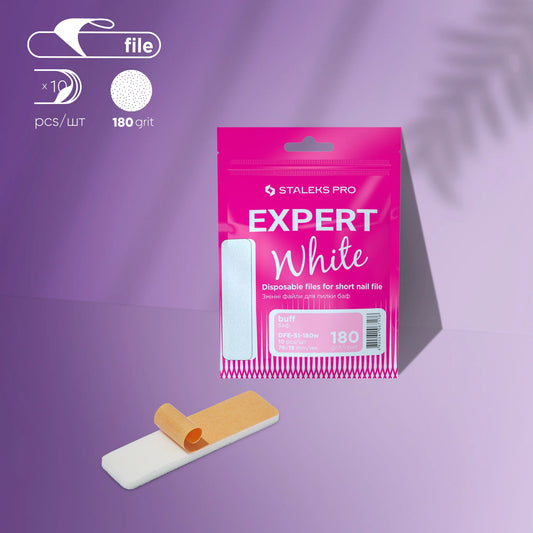 Disposable white files for short nail file (grinding file) EXPERT 51 (10 pcs) - 180 grit