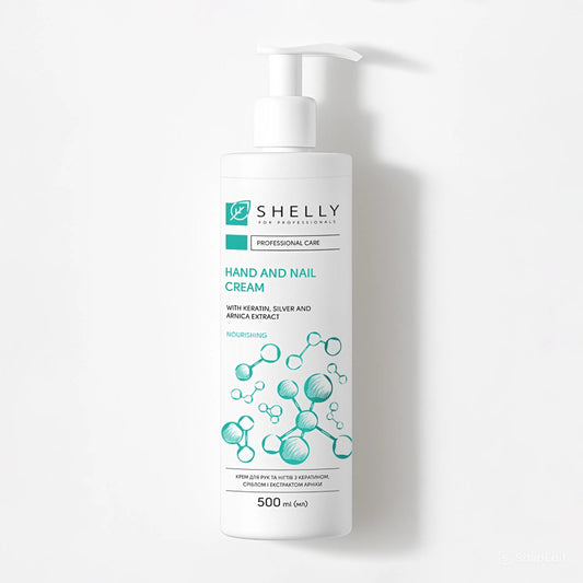 Cream for hands and nails with keratin, silver and arnica extract Shelly 500 ml