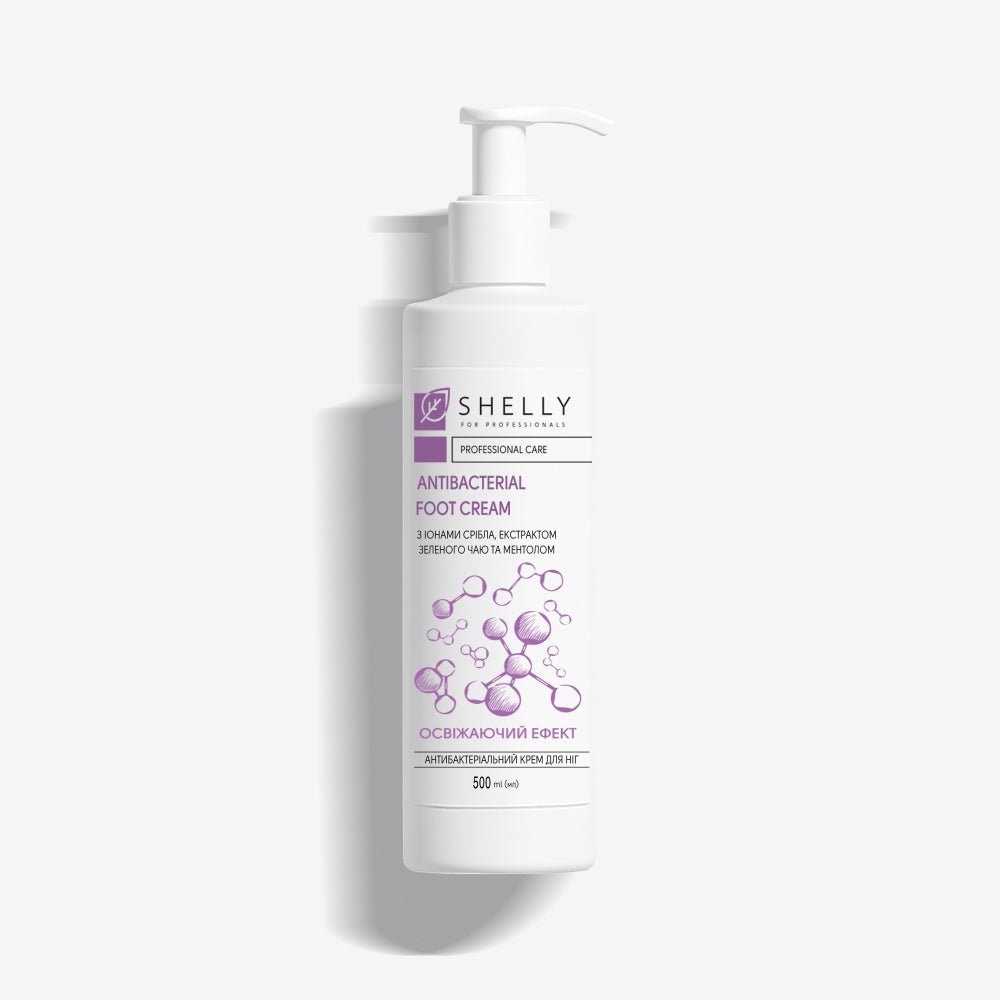 Antibacterial foot cream with silver ions, green tea extract and menthol Shelly 500 ml