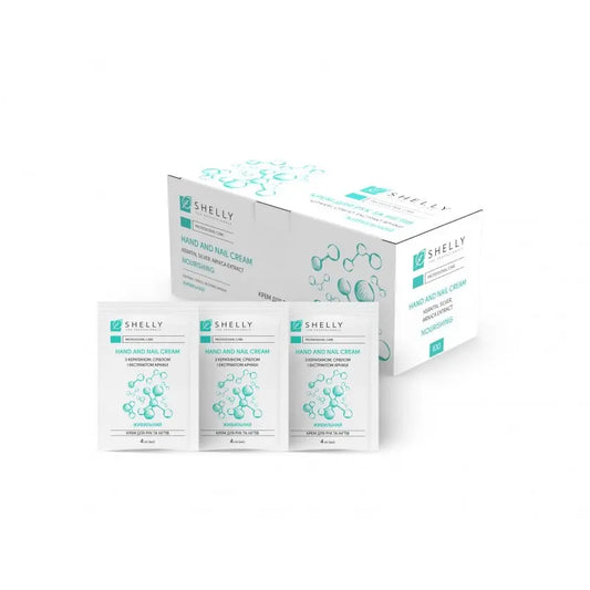 Cream for hands and nails with keratin, silver and arnica extract Shelly 4 ml x 100 pcs.