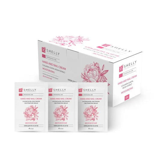 Cream for hands and nails with collagen, elastin and peony extract Shelly 4 ml x 100 pcs.