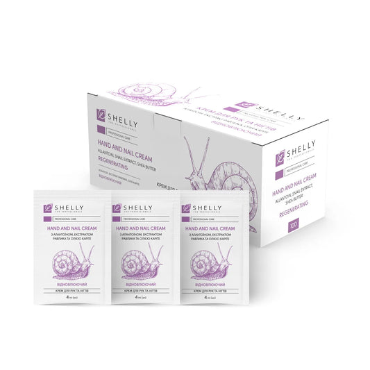 Hand and nail cream with allantoin, snail extract and shea oil Shelly 4 ml x 100 pcs.