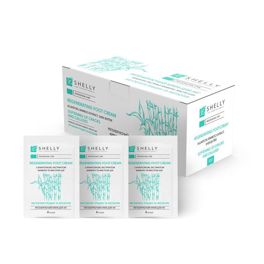 Regenerating foot cream with allantoin, bamboo extract and shea butter Shelly 4 ml x 100 pcs.