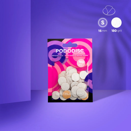 White disposable files with a soft foam layer for pedicure disc PODODISC STALEKS PRO S - 180 grit (50 pcs)