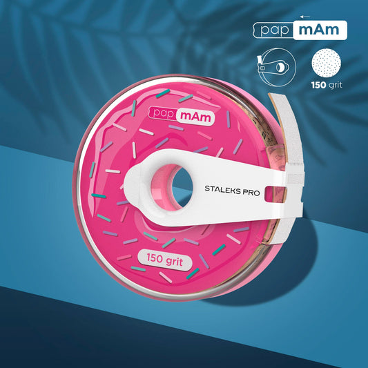 Disposable white abrasive tape papmAm EXPERT in a plastic case - 150 grit