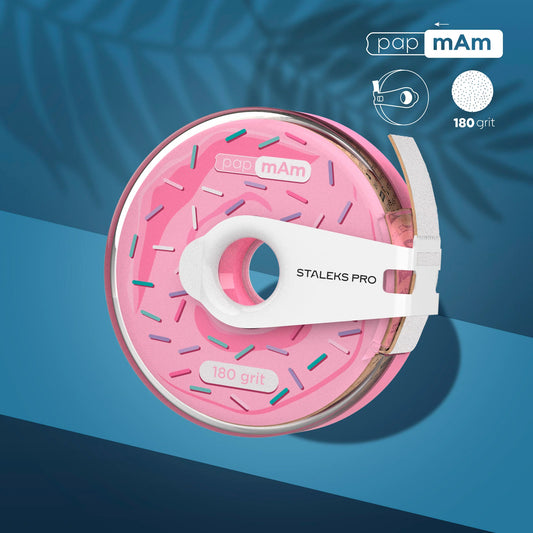 Disposable white abrasive tape papmAm EXPERT in a plastic case - 180 grit
