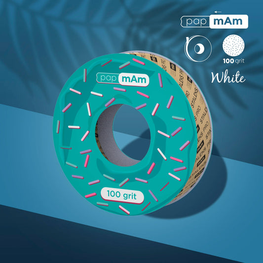 Disposable white abrasive tape papmAm EXPERT for the plastic case - 100 grit