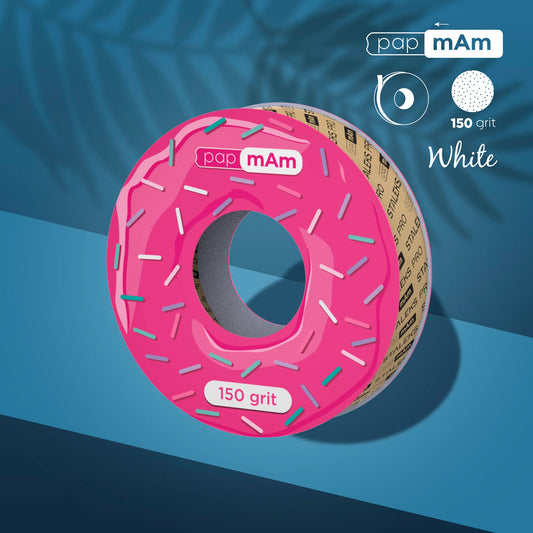 Disposable white abrasive tape papmAm EXPERT for the plastic case - 150 grit
