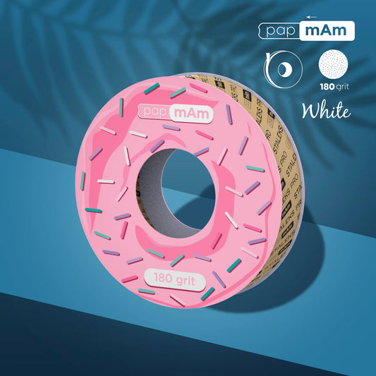 Disposable white abrasive tape papmAm EXPERT for the plastic case - 180 grit