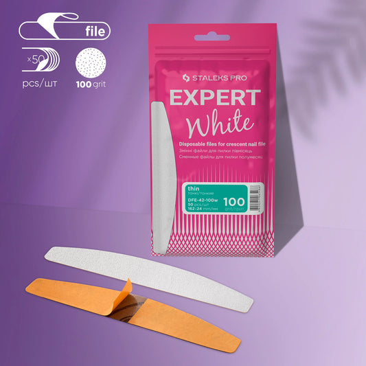 Disposable white files for crescent nail file EXPERT 42 (50 pcs) - 100 grit