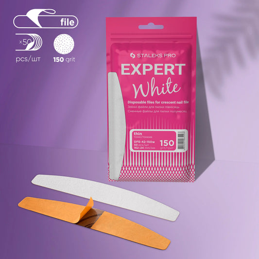 Disposable white files for crescent nail file EXPERT 42 (50 pcs) - 150 grit