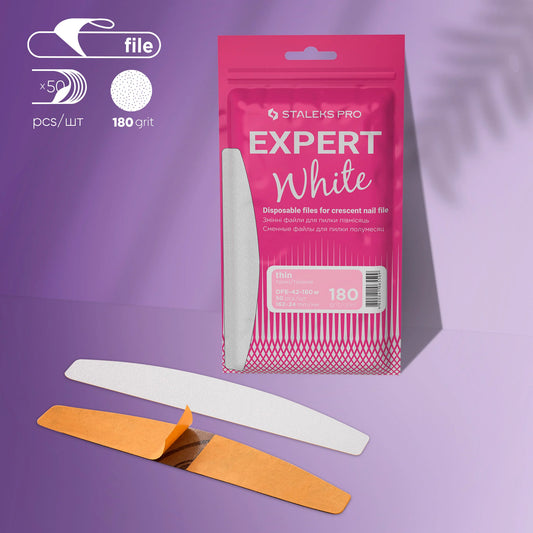 Disposable white files for crescent nail file EXPERT 42 (50 pcs) - 180 grit