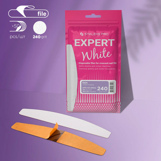 Disposable white files for crescent nail file EXPERT 42 (50 pcs) - 240 grit